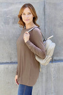 Basic Bae Women's Full Size Round Neck Long Sleeve Top with Pockets and Moderate Stretch - Store 42