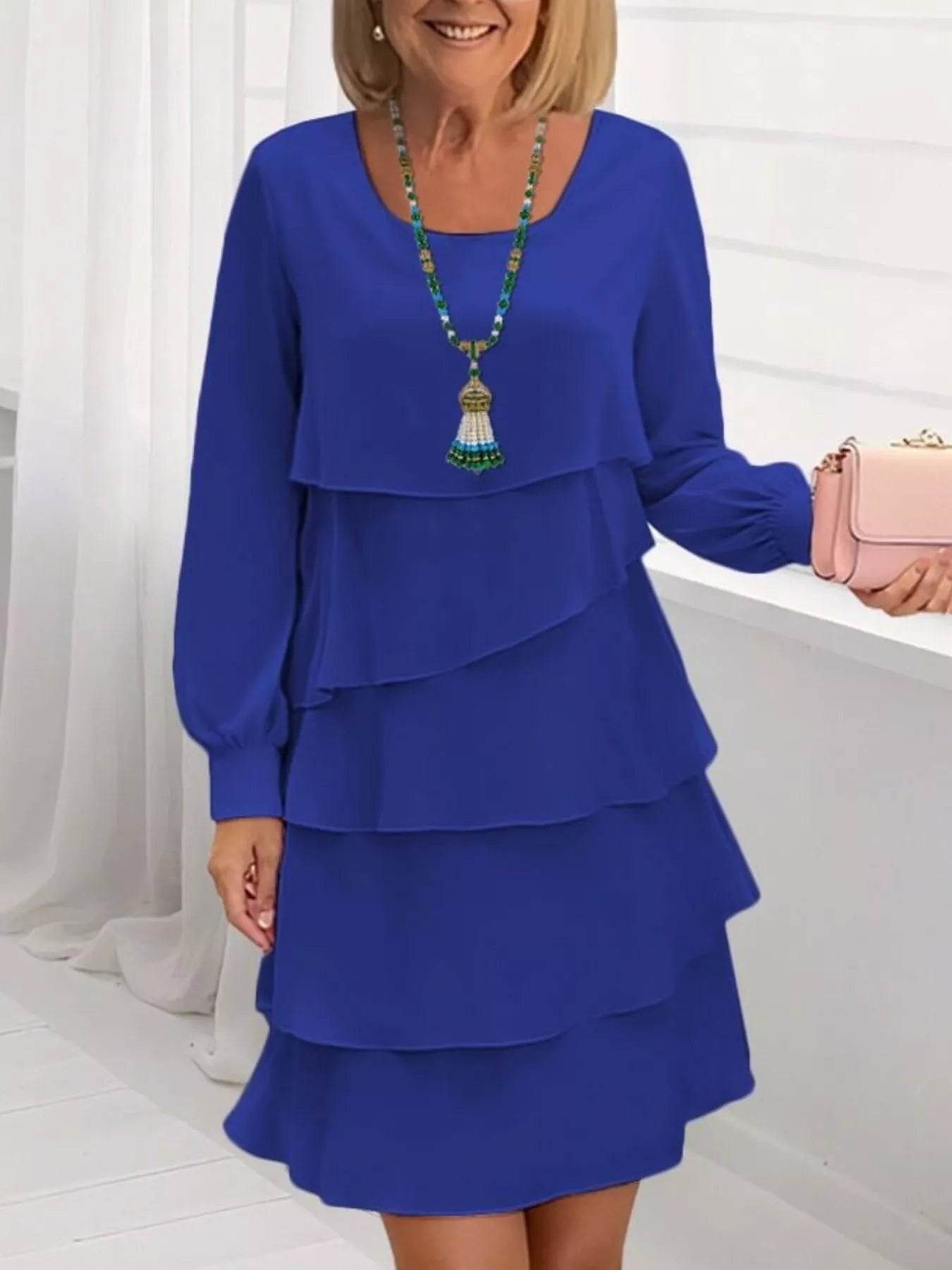 Full Size Layered Long Sleeve Mini Dress Plus Size - Store 42