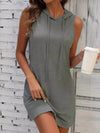 Full Size Drawstring Casual Sleeveless Hooded Mini Dress Plus Size - Store 42