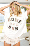 BiBi Baseballs Homerun Letter Washed Short Sleeve Top - Store 42