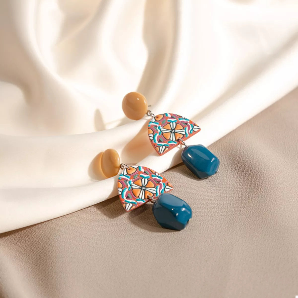 Stylish Geometric Acrylic Drop Earrings with Stainless Steel Hooks - 2.4" Long