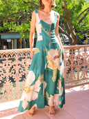 Printed Square Neck Maxi Dress