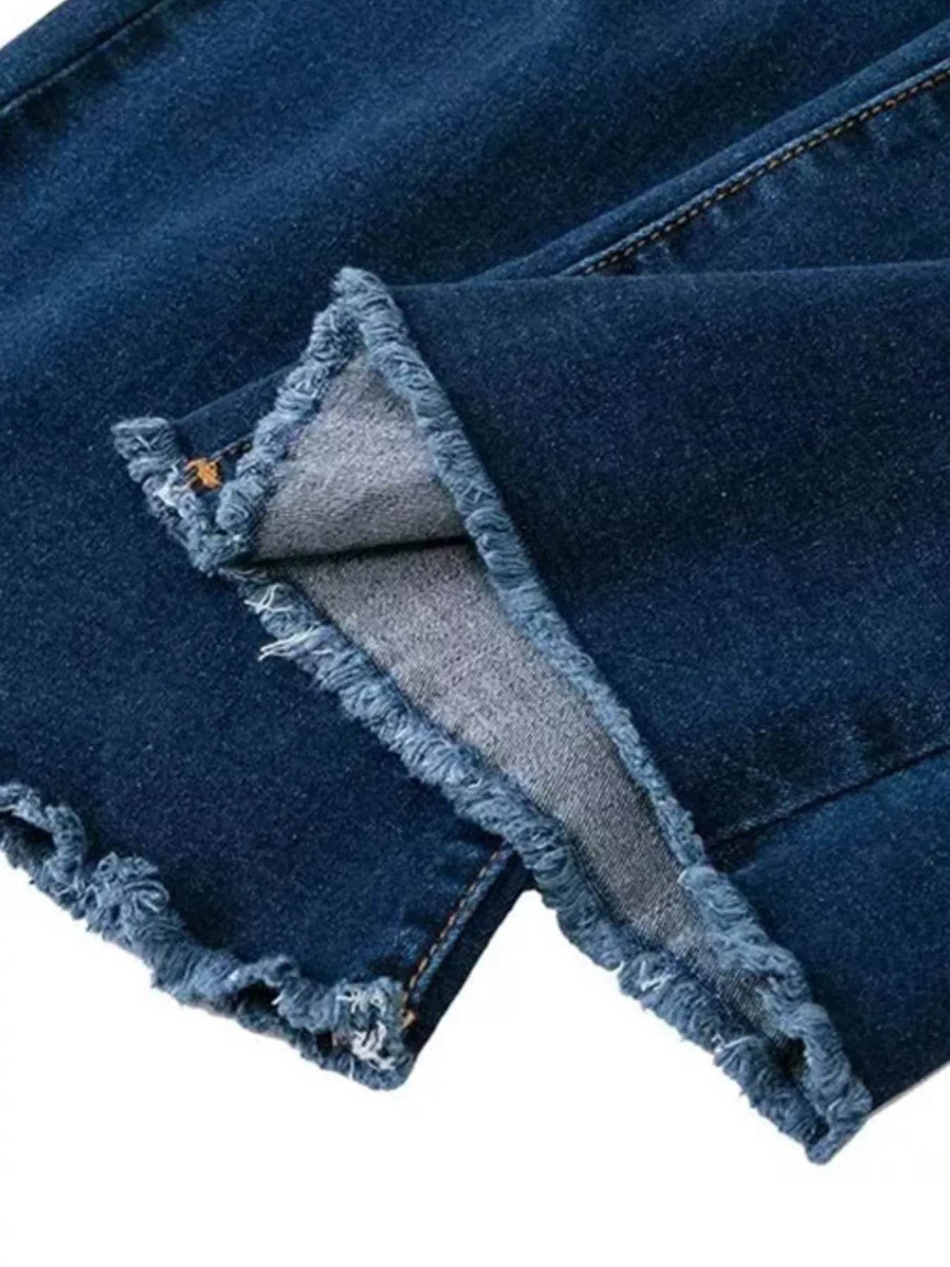 Full Size Distressed Raw Hem Flare Jeans Plus Size - Store 42
