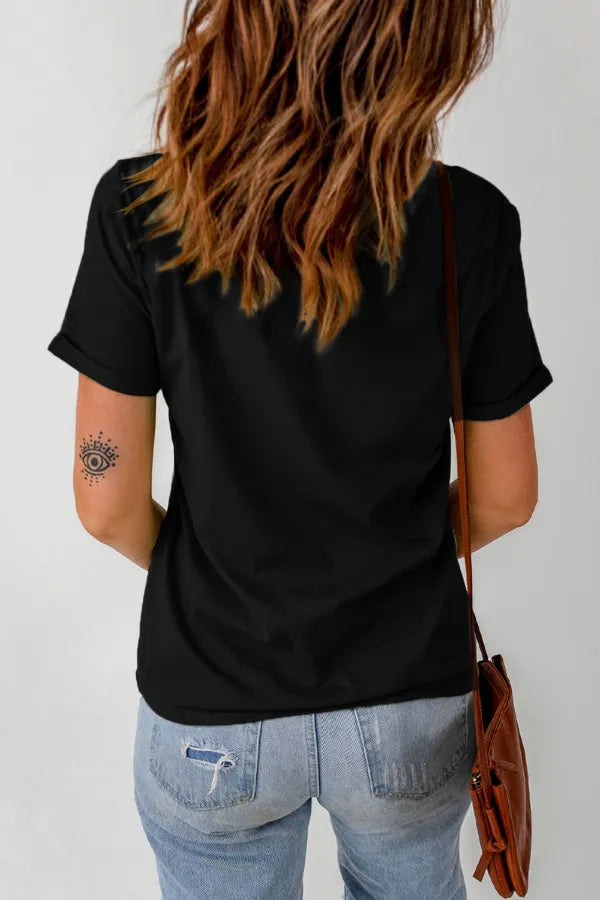 Bull Head Embroidered Round Neck T-Shirt - Soft Stretchy Fabric, Opaque Design, Multiple Sizes Available