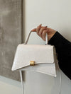 Solid Color PU Leather Handbag White One Size
