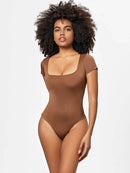 Full Size Square Neck Short Sleeve Bodysuit - Store 42