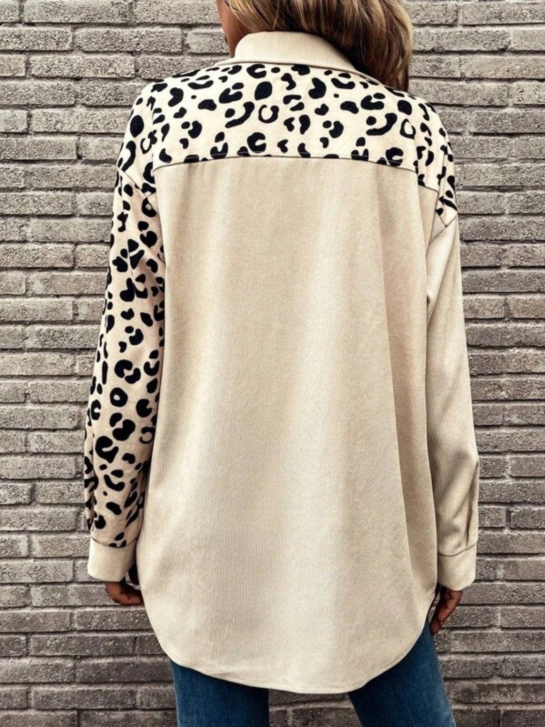 Trendy Full Size Leopard Collared Shirt - Opaque, Classic Style, 95% Polyester, 5% Elastane