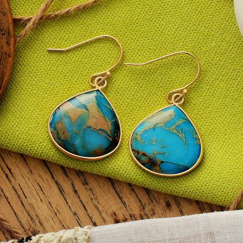 Elegant 18K Gold-Plated Natural Stone Earrings for Stylish Everyday Wear