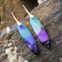 Elegant Copper & Natural Stone Geometric Earrings - 18K Gold-Plated Chic Jewelry - Store 42