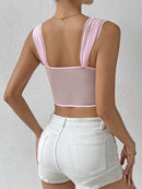 Lace-Up Flower Sweetheart Neck Cami