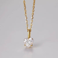 Elegant Heart Shape Pendant Necklace in 18K Gold-Plated Sterling Silver with Moissanite - 0.8CT - Store 42