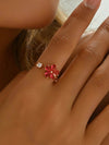 18K Gold-Plated Stainless Steel Zircon Flower Ring - Store 42