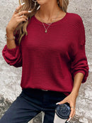 Plus Size Relaxed Fit Waffle Knit Round Neck T-Shirt