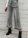 High Waist Wide Leg Washed Jeans Dark Gray