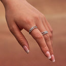 Moving Crystal Bar Necklace and Ring Jewelry Set