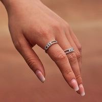 Moving Crystal Bar Necklace and Ring Jewelry Set