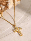 18K Gold-Plated Inlaid Zircon Cross Necklace Gold One Size