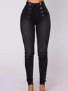 Full Size High-Waisted Double-Breasted Skinny Jeans Plus Size - Store 42