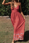 Printed Maxi Cami Dress Deep Red