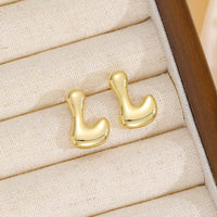 18K Gold-Plated Bubble Letter Stud Earrings - Unique Personalization, Lightweight Design - Store 42