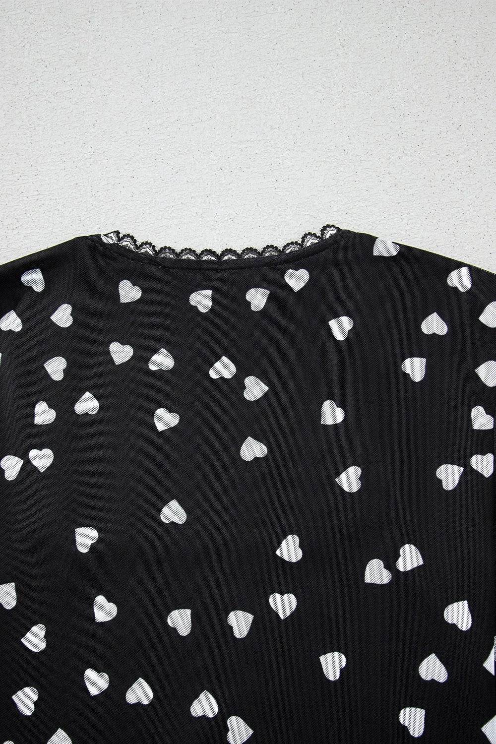 Heart Square Neck Long Sleeve Bodysuit - Store 42