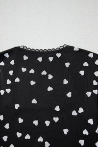 Heart Square Neck Long Sleeve Bodysuit - Store 42