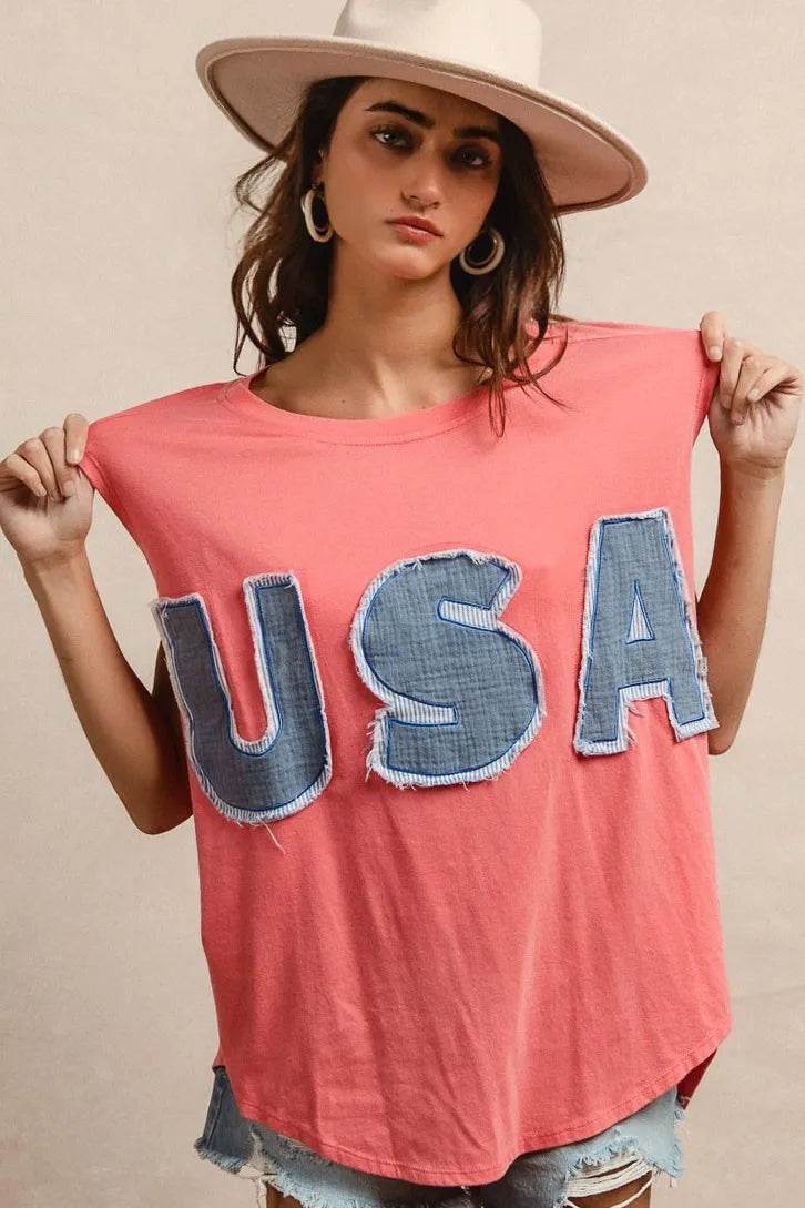 BiBi Washed Jersey With Usa Patched Raw Cut Edge Detail - Store 42