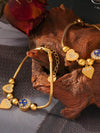 Elegant 18K Gold-Plated Stainless Steel Rhinestone Charm Bracelet with Adjustable Length - Store 42