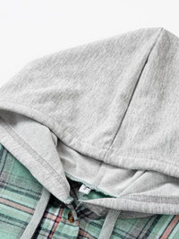 Plaid Button-Up Hooded Shirt