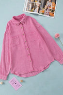 Button Down Collared Neck Long Sleeve Shirt