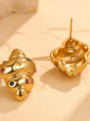 18K Gold-Plated Spiral Earrings with Inlaid Zircon - Elegant Jewelry for Every Occasion - Store 42