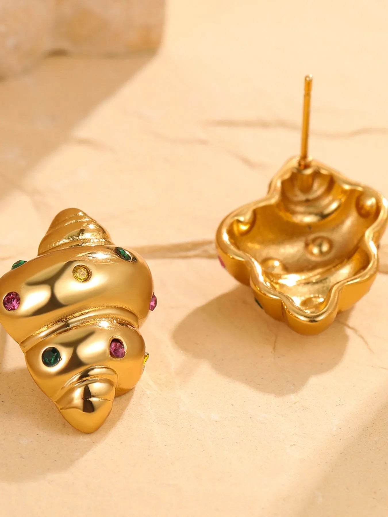 18K Gold-Plated Spiral Earrings with Inlaid Zircon - Elegant Jewelry for Every Occasion - Store 42