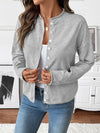 Button-Front Long Sleeve Cardigan Gray