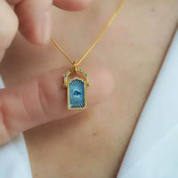 Elegant 18K Gold-Plated Titanium Steel Pendant Necklace with Resin Detail, 17.7-Inch Chain - Store 42