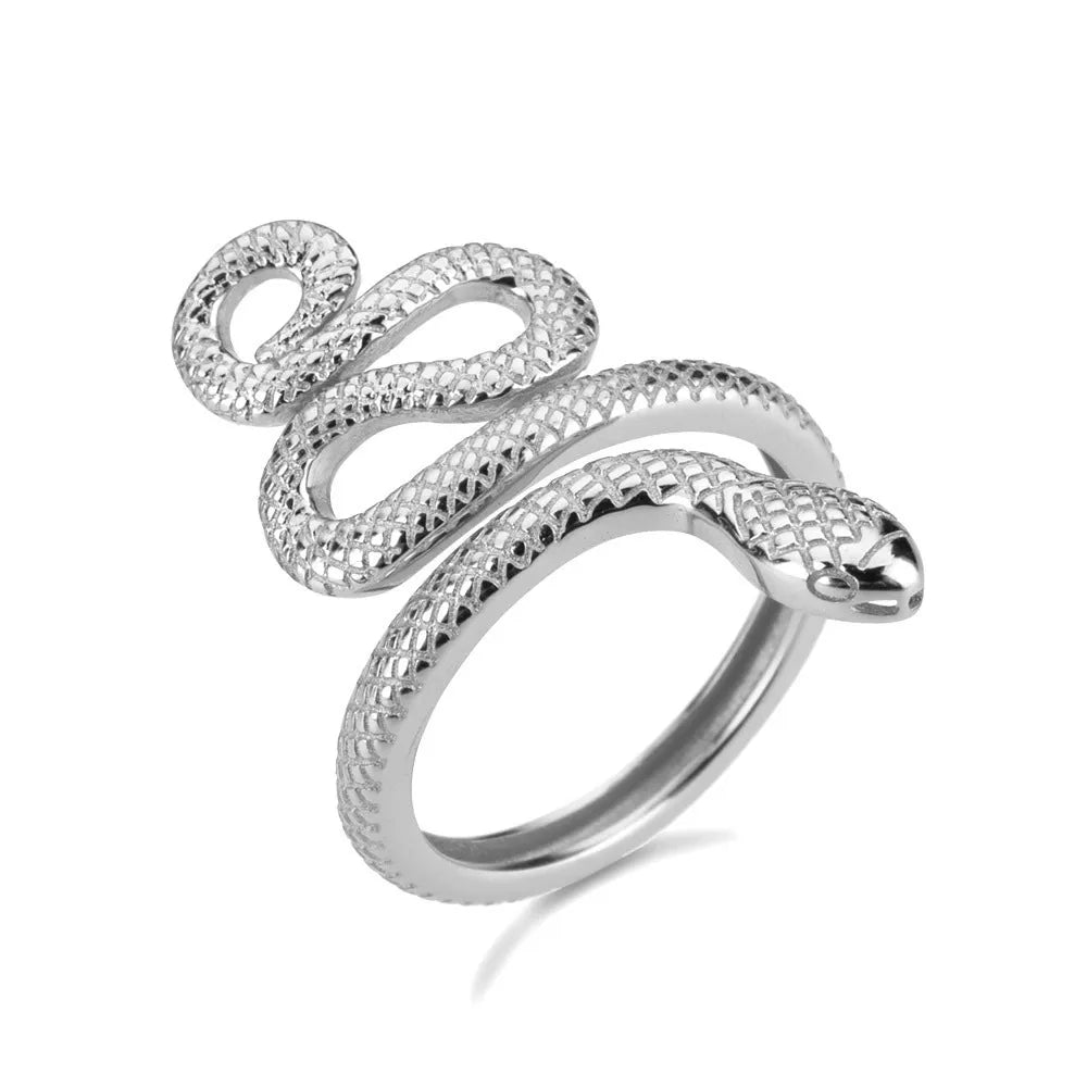 925 Sterling Silver Snake Shape Ring - 18K Gold-Plated Unique Design, Includes Matching Box