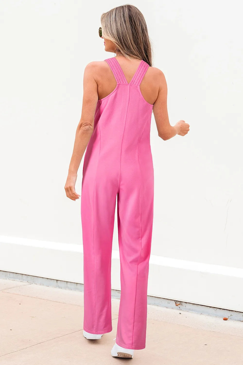 Women's Sleeveless Wide-Leg Jumpsuit in Cotton Blend - Chic Everyday Style