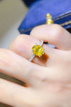 2 Carat Moissanite 925 Sterling Silver Ring Yellow