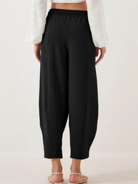 Full Size Drawstring Wide Leg Cropped Pants Plus Size - Store 42