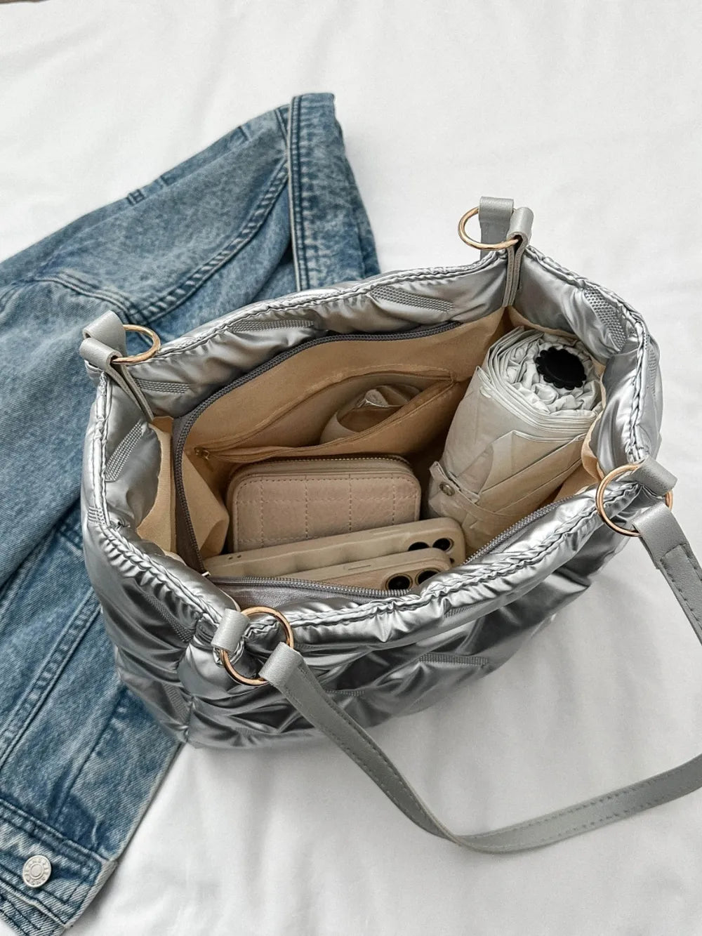 Stylish Medium Textured Polyester Shoulder Bag - Imported, Perfect for Everyday Use