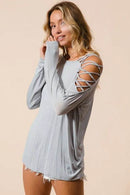 BiBi Jersey Knit One Shoulder Top with Criss Cross - Store 42