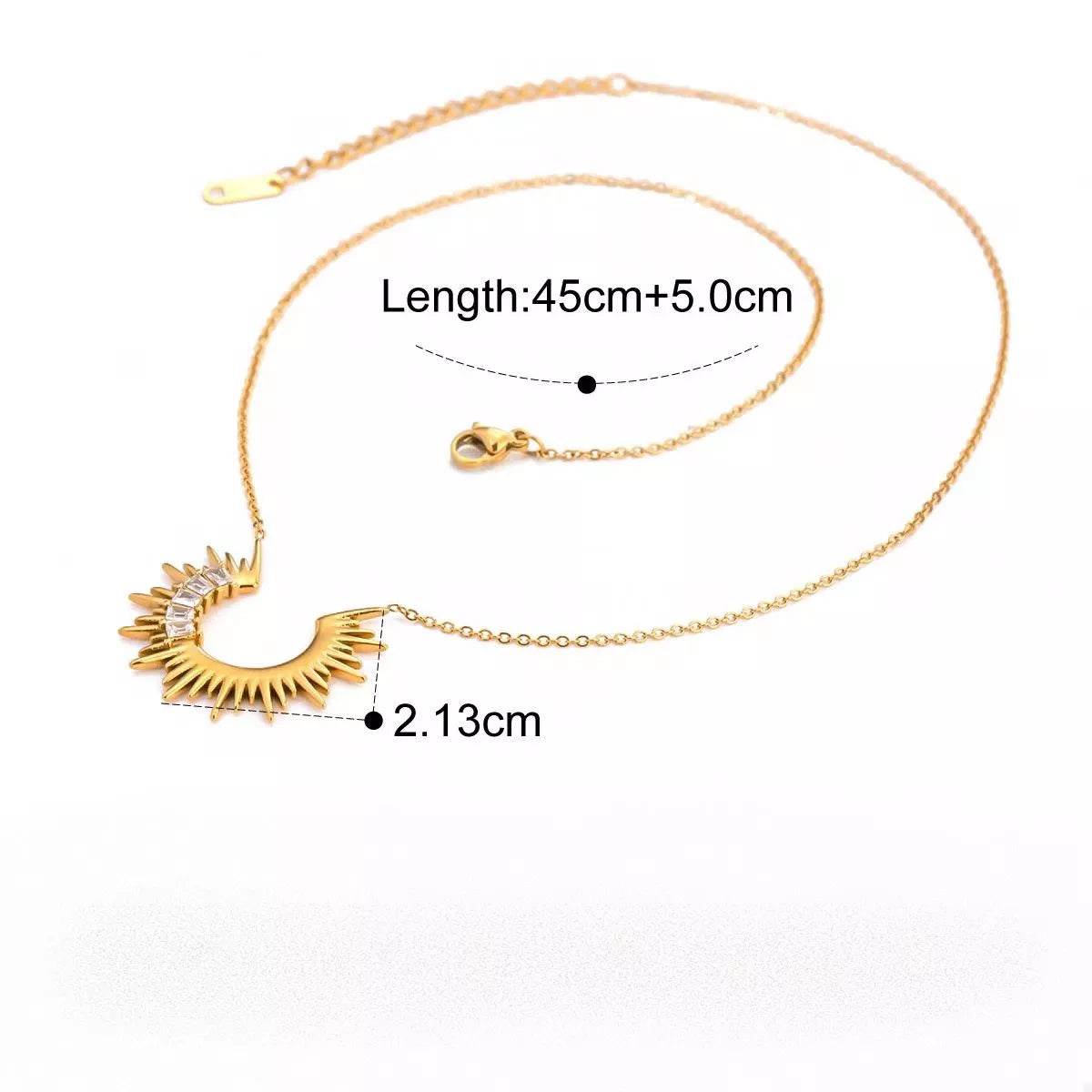 Elegant 18K Gold-Plated Pendant Necklace with Rhinestones - Adjustable Length Options - Store 42