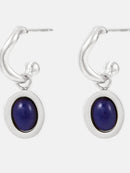 Elegant 18K Gold-Plated Stainless Steel Oval Drop Earrings with Agate and Kyanite Accents - Store 42
