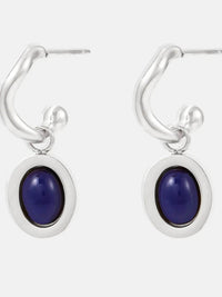 Elegant 18K Gold-Plated Stainless Steel Oval Drop Earrings with Agate and Kyanite Accents - Store 42