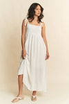 Davi & Dani Smocked Sleeveless Maxi Cami Dress White