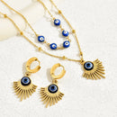 Stainless Steel Resin Necklace and Earrings Jewelry Set