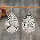 PU Leather Sequin Teardrop Earrings Silver One Size