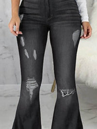 Full Size Distressed Raw Hem Flare Jeans Plus Size - Store 42