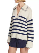 Striped Johnny Collar Sweater