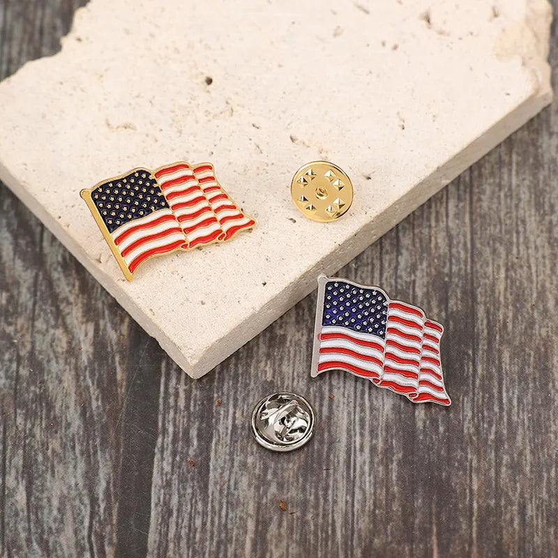 2-Piece US Flag Drip Oil Brooch Set - Alloy Jewelry for Patriotic Style