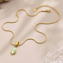 Elegant Stainless Steel Teardrop Necklace - 18K Gold-Plated & Platinum-Plated Design - Store 42
